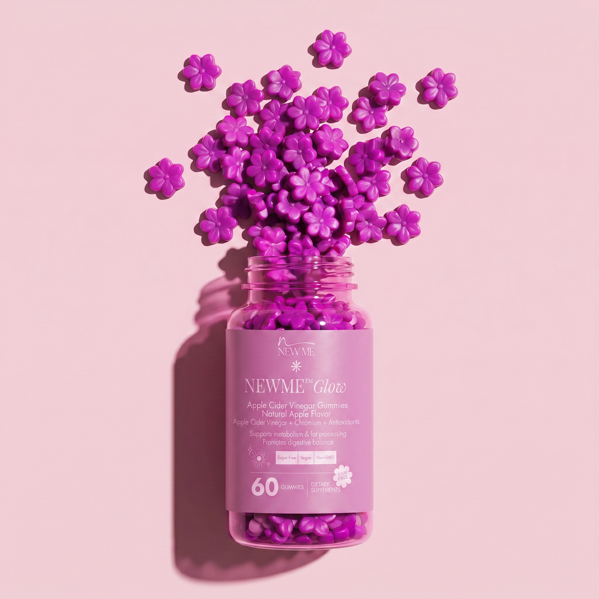 NEWME Glow apple cider vinegar flower gummies